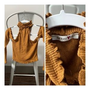 Off the Shoulder, Mock Neck, Cropped Sweater